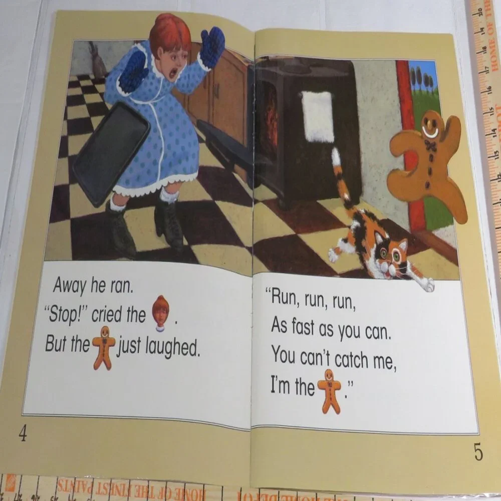 The Gingerbread Man (almost 2 feet tall) with (4) student story book LAMINATED